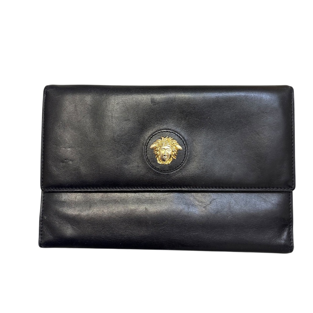 Gianni Versace black leather vintage clutch bag rare - Picture 1 of 10
